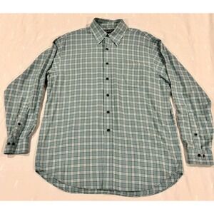 Brooks Brothers Country Club Cotton Cashmere Plaid Shirt Mens Large Teal